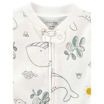 Simple Joys by Carter's Baby 2-Way Zip Thermal Footed Sleep and Play, Pack of 2, Animal/Sun, 6-9 Months