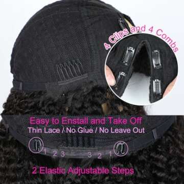 V SHOW 24Inch V Part Wig Human Hair Half Wigs For Women Deep Curly V Part Human Hair 150% Density Glueless Upgrade U Part Human Hair Wig Beginner Friendly No Leave Out