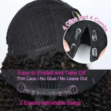 V SHOW 24Inch V Part Wig Human Hair Half Wigs For Women Deep Curly V Part Human Hair 150% Density Glueless Upgrade U Part Human Hair Wig Beginner Friendly No Leave Out