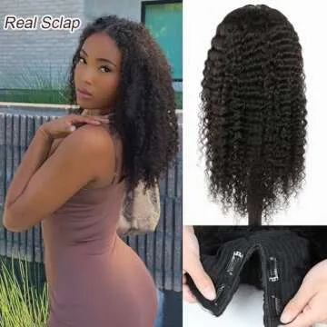 V SHOW 24Inch V Part Wig Human Hair Half Wigs For Women Deep Curly V Part Human Hair 150% Density Glueless Upgrade U Part Human Hair Wig Beginner Friendly No Leave Out