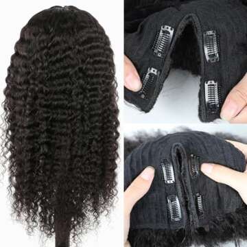 V SHOW 24Inch V Part Wig Human Hair Half Wigs For Women Deep Curly V Part Human Hair 150% Density Glueless Upgrade U Part Human Hair Wig Beginner Friendly No Leave Out