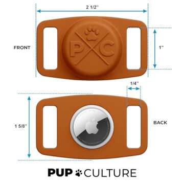 Pup Culture AirTag Dog Collar, Extra-Durable, Lightweight, and Protective AirTag Case for Dog Collar - Track Your Pet Using Apple AirTag Technology - Dog Collar AirTag Holder -for Dogs and Cats