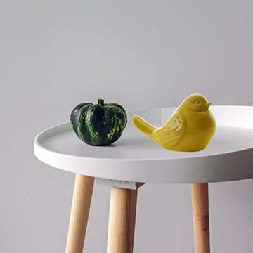 XIOU Ceramic Birds, Porcelain Bird Figurine Statue, Animals Figurines Ornaments, Mini Bird Home Decoration, Statues Decor for Garden Living Room Bedroom Office, Wedding Decor (Yellow)