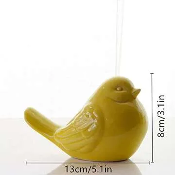 XIOU Ceramic Birds, Porcelain Bird Figurine Statue, Animals Figurines Ornaments, Mini Bird Home Decoration, Statues Decor for Garden Living Room Bedroom Office, Wedding Decor (Yellow)