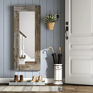 Rustic Farmhouse Full Length Mirror with Wood Frame