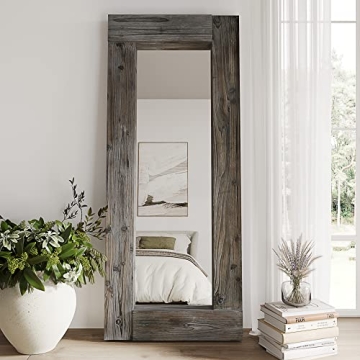 Rustic Farmhouse Full Length Mirror with Wood Frame