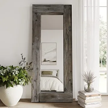 Rustic Farmhouse Full Length Mirror with Wood Frame