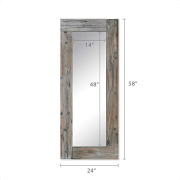 Rustic Farmhouse Full Length Mirror with Wood Frame