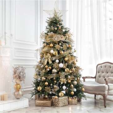 Wironlst Christmas Ball Ornaments - 30pcs Shatterproof Plastic Christmas Ornaments Hanging Ball Decorations for Xmas Tree, Holiday, Wedding, Party (Multi-Size, Gold)