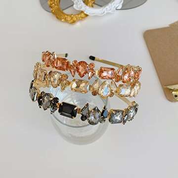 Wiwpar Thin Rhinestone Headbands for Women Elastic Rhinestone Head Bands Vintage Headband Hair Hoop ...