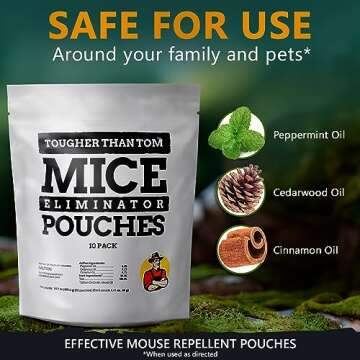 10 Pack All-Natural Mice Repellent Pouches – Harmless Peppermint Essential Oil Mouse Deterrent - K...