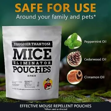 10 Pack All-Natural Mice Repellent Pouches – Harmless Peppermint Essential Oil Mouse Deterrent - K...