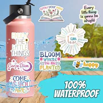 300PCS Affirmation Stickers, Holographic Motivational Sticker Pack, Positive Journal Encouraging Shiny Quotes for Kids, Teachers, Classroom, Waterproof Scrapbook Supplies