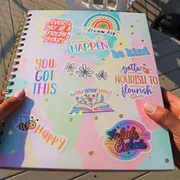 300PCS Affirmation Stickers, Holographic Motivational Sticker Pack, Positive Journal Encouraging Shiny Quotes for Kids, Teachers, Classroom, Waterproof Scrapbook Supplies