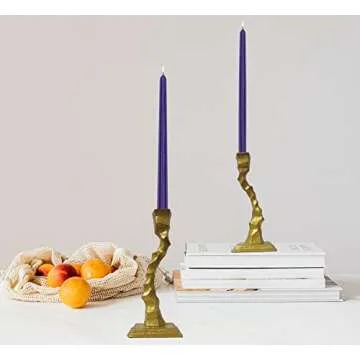 Iron Decorative Candlestick Holder - Taper Candle Holders - Candle Stand for Wedding, Dinning, Party, Set 2 (Gold)……