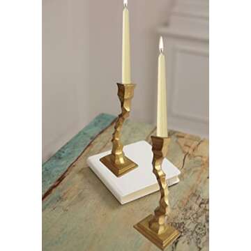 Iron Decorative Candlestick Holder - Taper Candle Holders - Candle Stand for Wedding, Dinning, Party, Set 2 (Gold)……