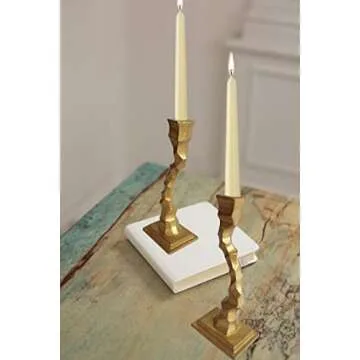 Iron Decorative Candlestick Holder - Taper Candle Holders - Candle Stand for Wedding, Dinning, Party, Set 2 (Gold)……