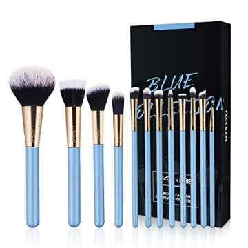Luxury Premium Blue Makeup Brush Set - 12pcs Cruelty-Free & Vegan