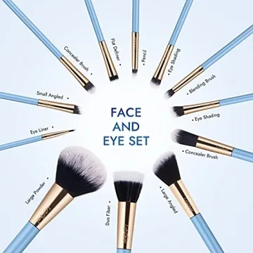 Premium Blue Makeup Brush Set 12pcs Cruelty-Free Vegan