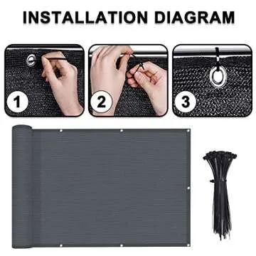 LOVE STORY 3.3'x19.5' Charcoal Balcony Screen Privacy Fence Cover (HDPE) UV Protection Weather-Resistant 3 FT Height Shield for Deck, Patio, Backyard, Outdoor Pool, Porch, Railing