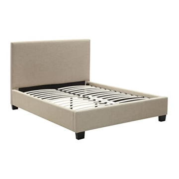 Modus Furniture Solid Wood Platform Bed, Queen, Saint Pierre - Toast Linen