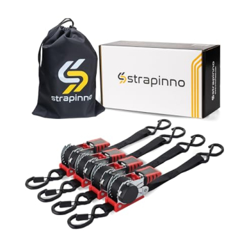 Strapinno Retractable Ratchet Straps 1 in x 10 ft, Secure Tie-Downs with Rubber-Coated Steel Handles...