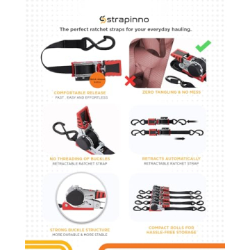 Strapinno Retractable Ratchet Straps for Easy Hauling