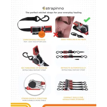Strapinno Retractable Ratchet Straps for Easy Hauling