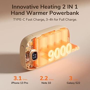 JISULIFE Hand Warmer Rechargeable 9000mAh for All