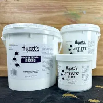 Hyatt's Artists’ Gesso Primer for Acrylic Painting | 1 Gallon (128 fl oz) Gesso White | Bulk Acrylic Gesso for Use to Canvas Prep by Artists | Made in the USA