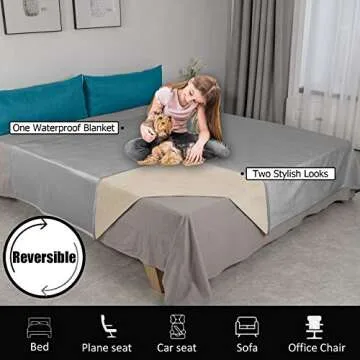 Ameritex Pet Bed Blanket Reversible 100% Waterproof Velvet Super Soft for Sofa and Bed (68x82 Inches...