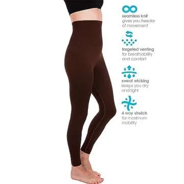 Homma High Waist Compression Leggings for Women Tummy Control Postpartum Leggings Seamless Yoga Workout Pants Brown M