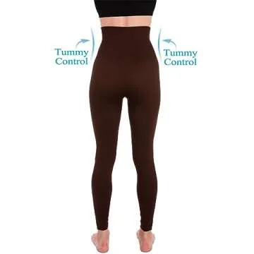 Homma High Waist Compression Leggings for Women Tummy Control Postpartum Leggings Seamless Yoga Workout Pants Brown M
