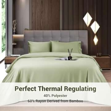 Shilucheng 4 Piece King Sheet Sets, Cooling Sheets, Blend Rayon Derived from Bamboo, Deep Pocket Up ...