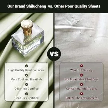 Shilucheng 4 Piece King Sheet Sets, Cooling Sheets, Blend Rayon Derived from Bamboo, Deep Pocket Up to 16", Breathable & Soft Bed Sheets, Hotel Silky Bedding Set, Sage Green
