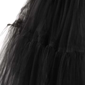 NUOMIQI 5-Layer Princess Midi Knee Length Tutu Skirt Crinoline for Prom Party Black