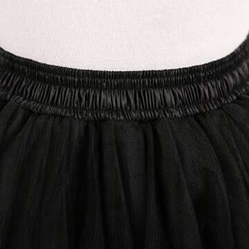 NUOMIQI 5-Layer Princess Midi Knee Length Tutu Skirt Crinoline for Prom Party Black