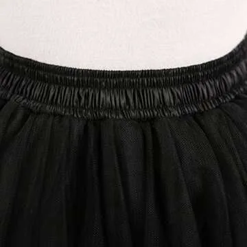 NUOMIQI 5-Layer Princess Midi Knee Length Tutu Skirt Crinoline for Prom Party Black