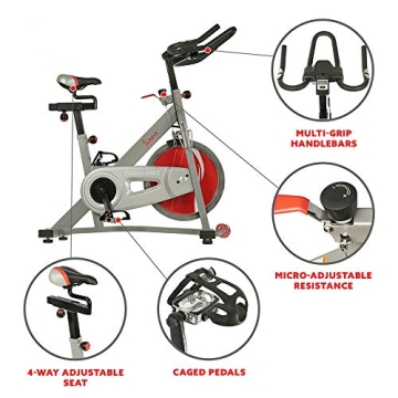 Sunny Health & Fitness Pro II Indoor Cycling Bike with Device Mount and Advanced Display – SF-B1995, Silver