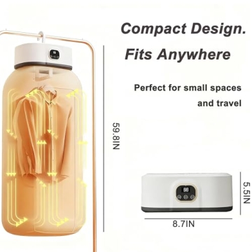 Portable Clothes Dryer, Mini Laundry Dryers, Small Compact Foldable Dryer with Adjustable Timer and ...