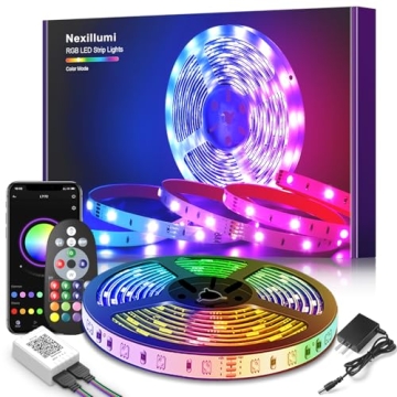 Nexillumi 100ft Color Changing LED Strip Lights Remote App Control