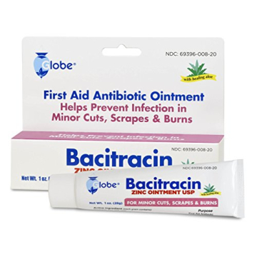 Globe Bacitracin Zinc 1 oz Tube, First Aid Antibiotic Ointment Helps to Prevent Infection in Minor c...