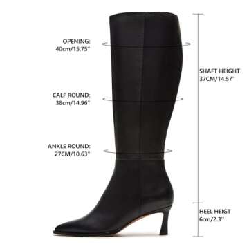 Chic MICIFA Black Kitten Heel Knee High Boots for Women