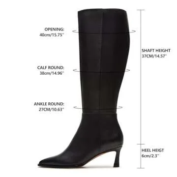 Chic MICIFA Black Kitten Heel Knee High Boots for Women