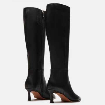 Chic MICIFA Black Kitten Heel Knee High Boots for Women
