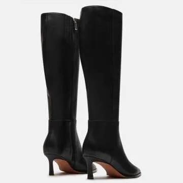 Chic MICIFA Black Kitten Heel Knee High Boots for Women