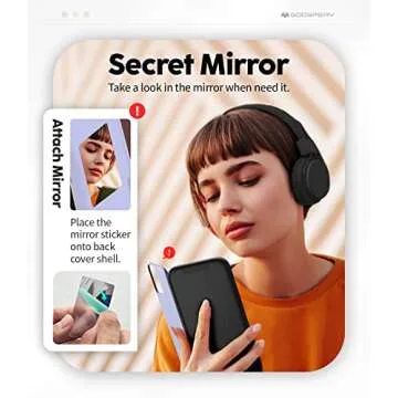 GOOSPERY for iPhone 12/12 Pro (2020) 6.1-Inch Card Holder Wallet Case, Protective Dual Layer Bumper Phone Back Cover with Hidden Mirror - Purple