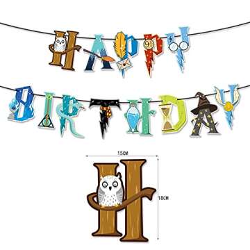 Magical Wizard Party Supplies, CHEN'SPTY Happy Birthday Banner Party Supplies suit ，balloons，Cake flag Party Decoration