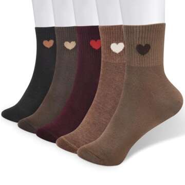 Corlap Women's Crew Socks Ankle High Cotton Fun Cute Athletic Running Socks Gifts For Women (5-Pairs...