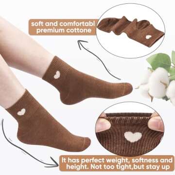 Corlap Women's Crew Socks Ankle High Cotton Fun Cute Athletic Running Socks Gifts For Women (5-Pairs With Present Box)